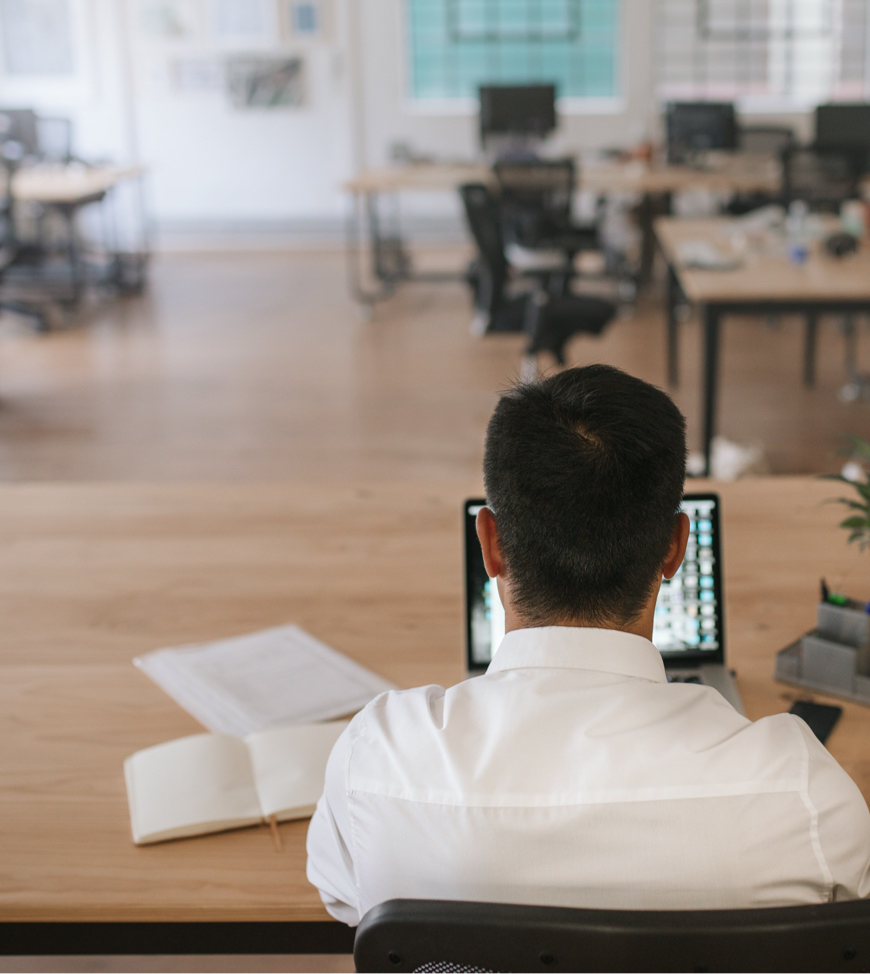 Man working in empty office