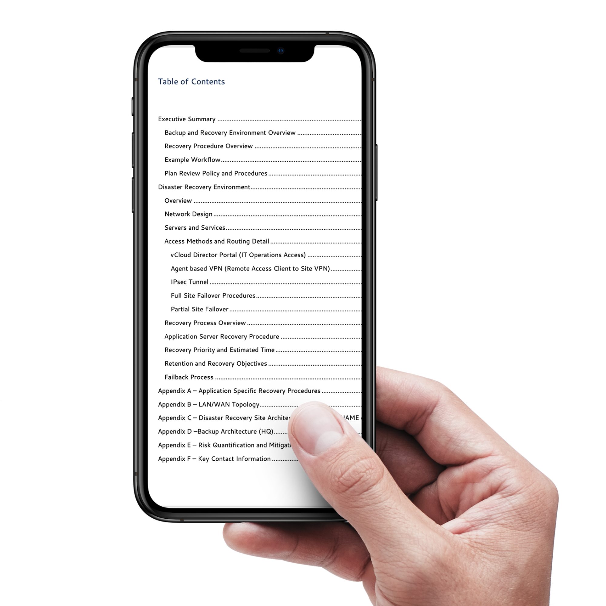 DR Plan mobile view